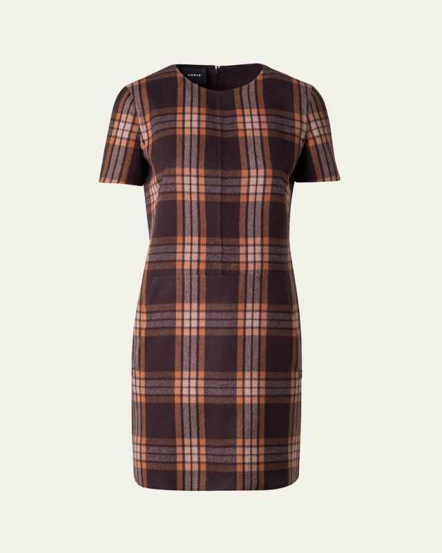 Reversible Check Silk Short Dress
