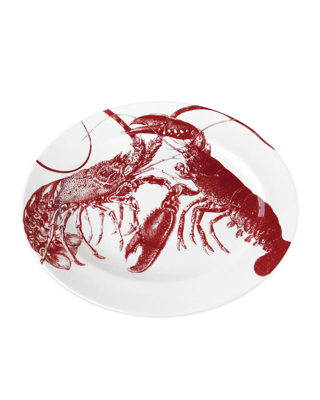 Red Lobsters Rimmed Oval Platter