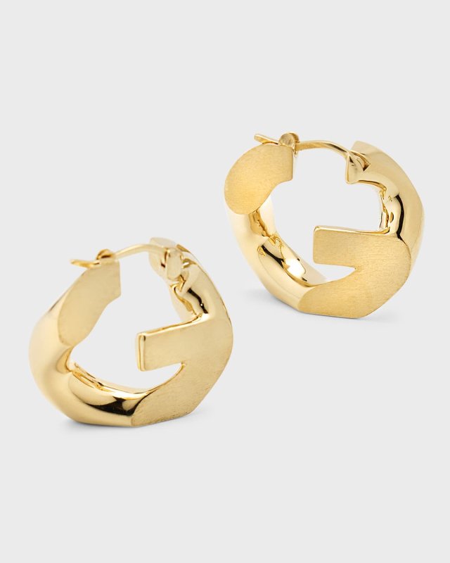 G Chain Hoop Earrings, Golden