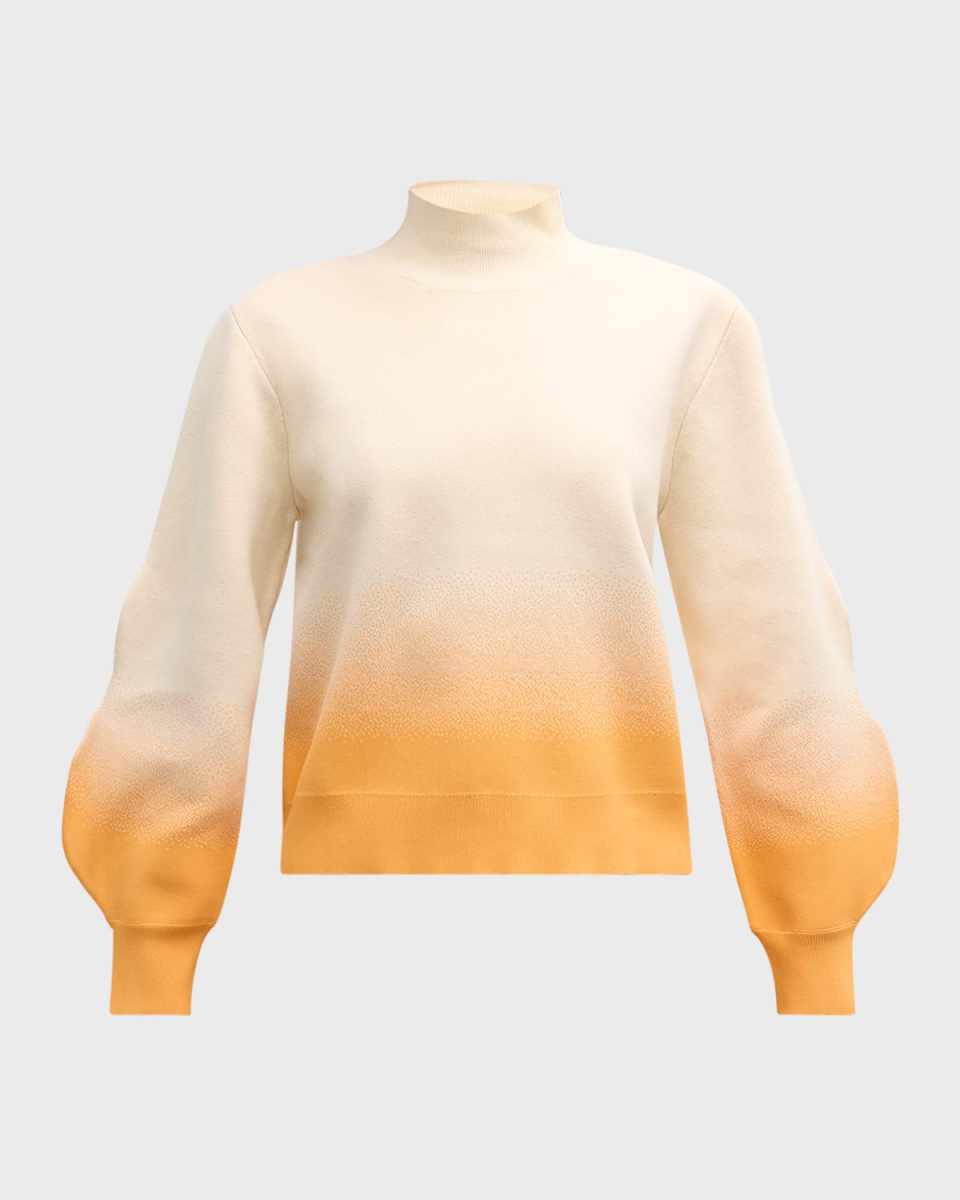 Liko Ombre Lantern-Sleeve Mock-Neck Sweatshirt