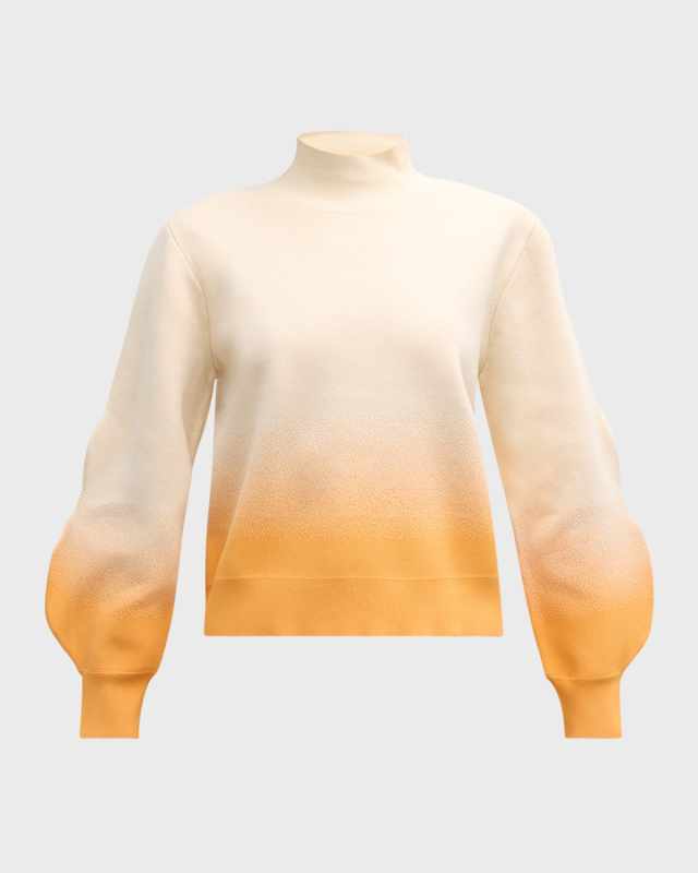 Liko Ombre Lantern-Sleeve Mock-Neck Sweatshirt