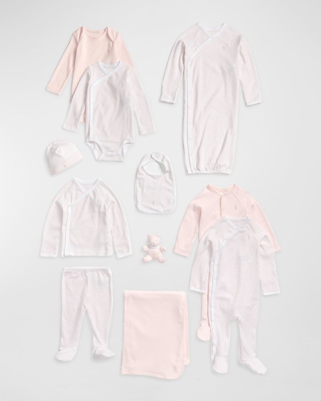 Girl's 11-Piece Organic Cotton Essential Gift Box Set, Size Newbor