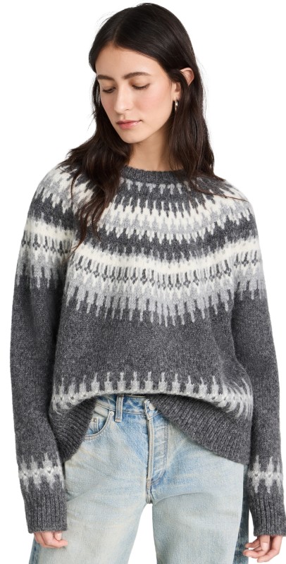 Nili Lotan Genevive Sweater Grey Fair Isle
