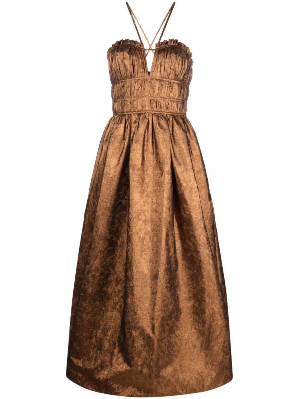 Seraphina halterneck taffeta midi dress