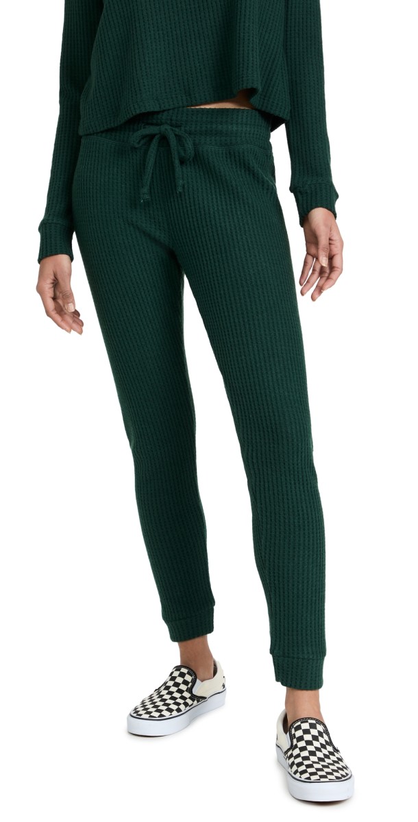 Beyond Yoga Waffle Living Easy Knit Sweatpants Forest Green