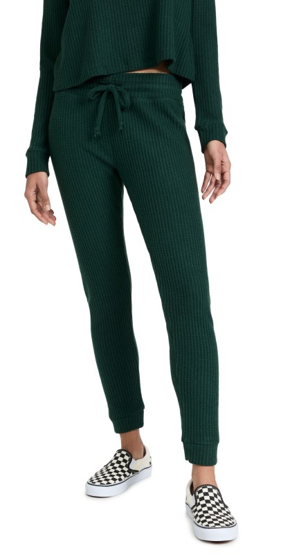 Beyond Yoga Waffle Living Easy Knit Sweatpants Forest Green
