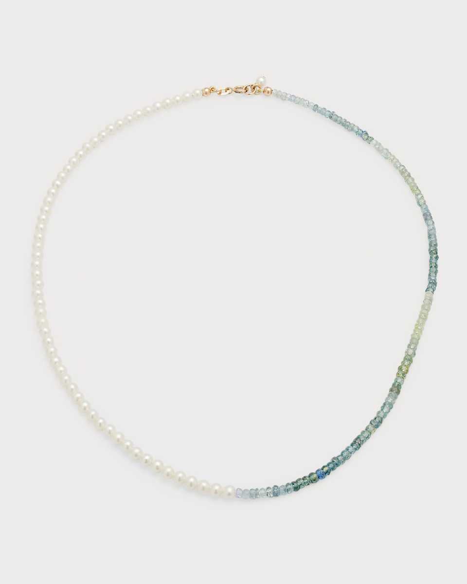 Split Freshwater Pearl and Sapphire Beaded Necklace