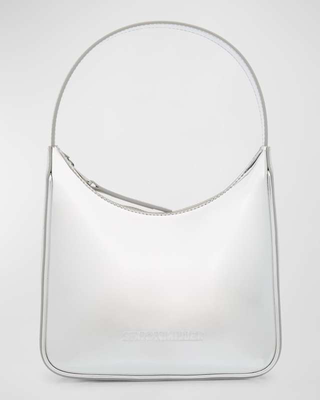Snap Metallic Faux Leather Shoulder Bag