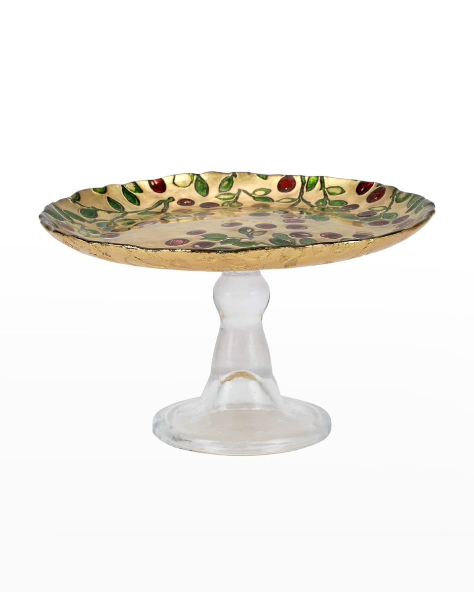 Cranberry Glass Small Cake Stand