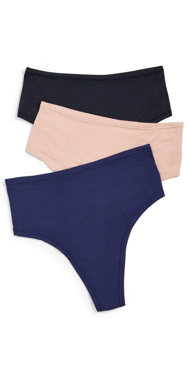 Hanky Panky High Cut Thong 3 Pack Black/Almond/Retrograd