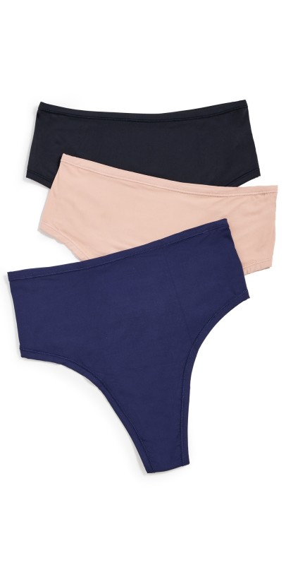 Hanky Panky High Cut Thong 3 Pack Black/Almond/Retrograd