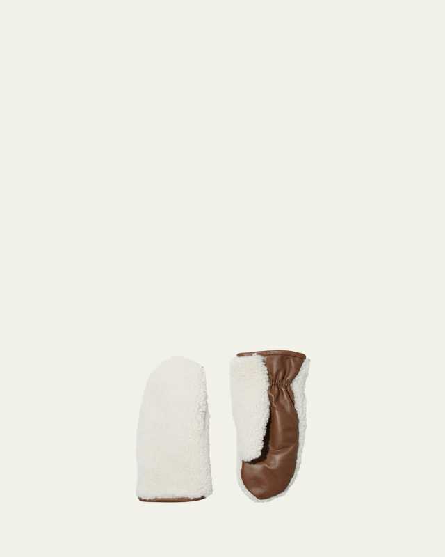 Curly Merino Wool & Leather Mittens