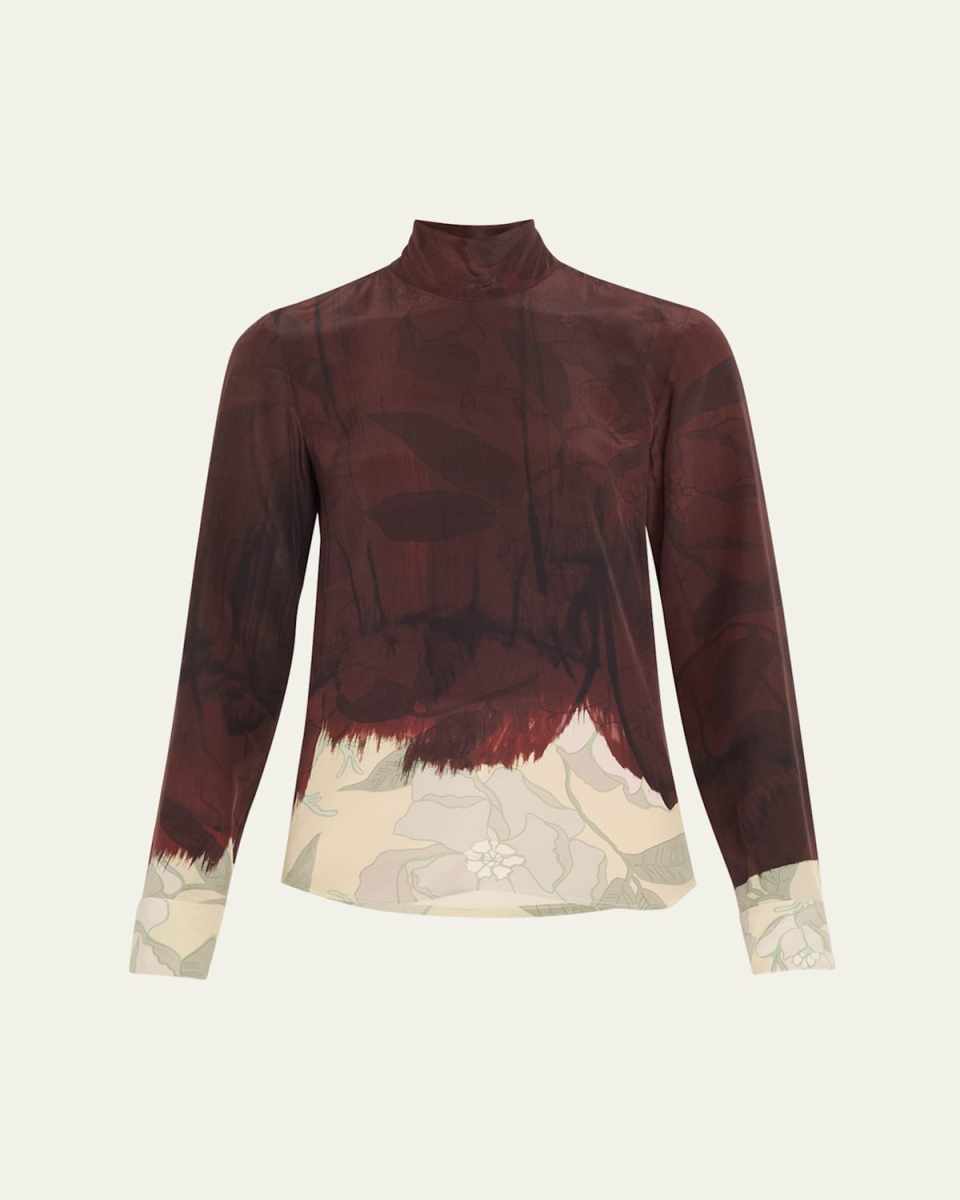 Conis Printed Mock-Neck Blouse