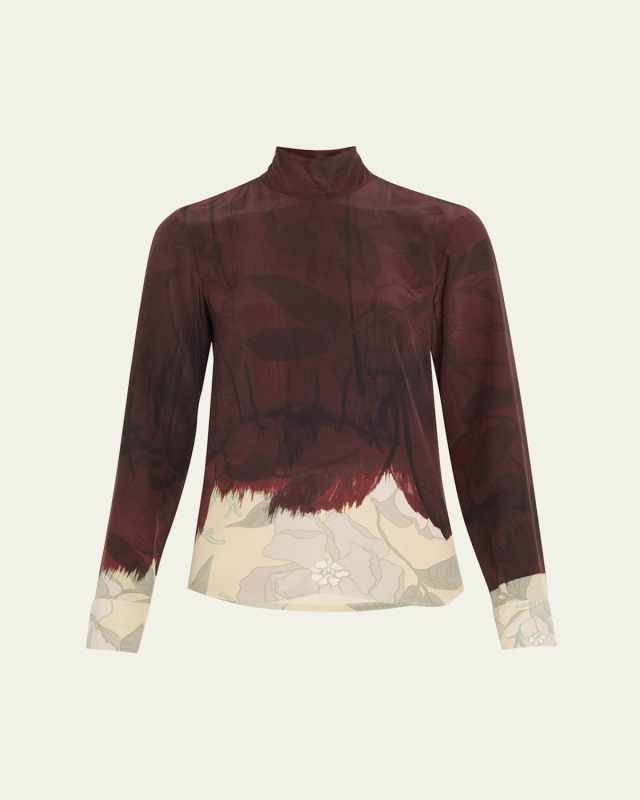 Conis Printed Mock-Neck Blouse