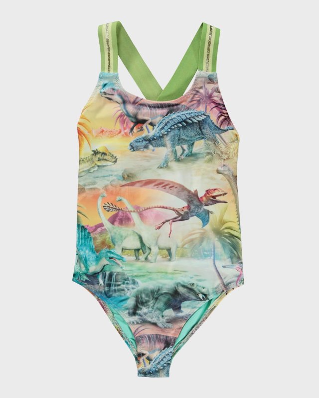 Girl's Neve Dino Paradis One-Piece Swimsuit, Size