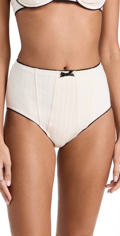 STAUD Brenton High Rise Bikini Bottoms Ivory/Black