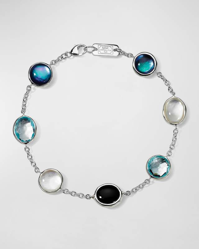 7-Stone Chain Bracelet in Sterling Silver