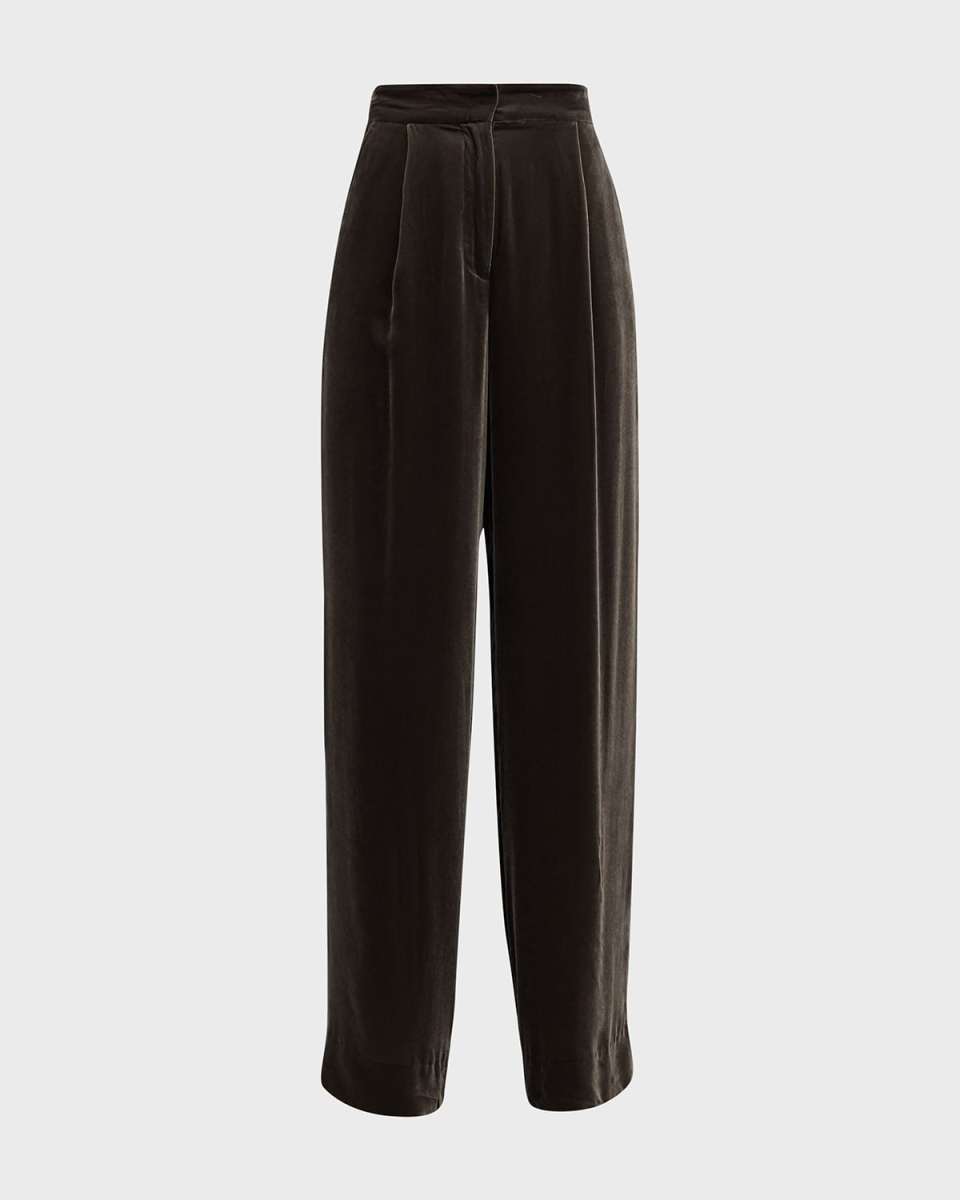 High-Rise Velvet Wide-Leg Pants