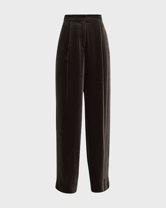 High-Rise Velvet Wide-Leg Pants