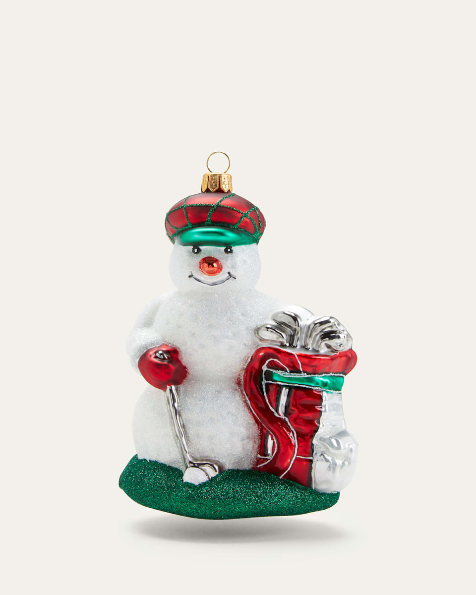 Golfing Snowman Christmas Ornament