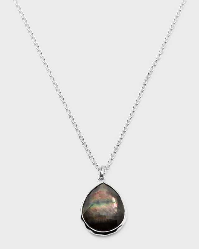 Black Shell Doublet Mini Teardrop Pendant Necklace