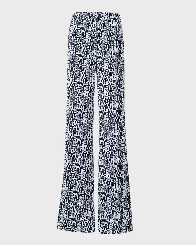 Marla Mini Half Circle Grid-Print Straight-Leg Moss Crepe Pants