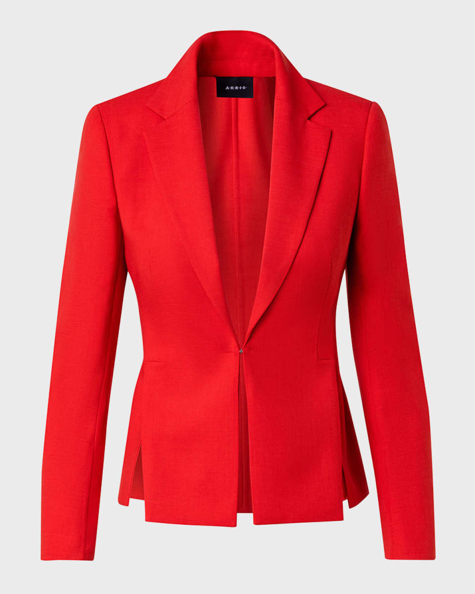 Slits-Hem Single-Breasted Wool Double-Face Jacket