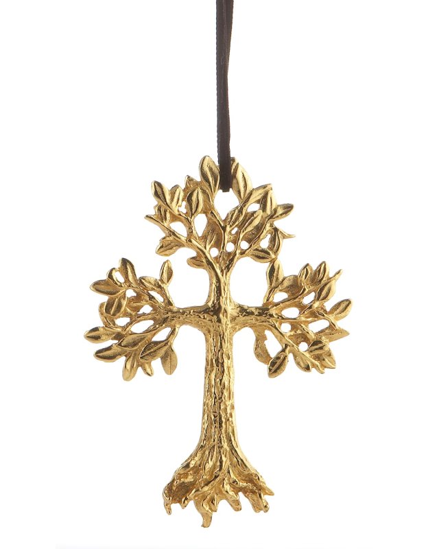 Leafy Cross Christmas Ornament