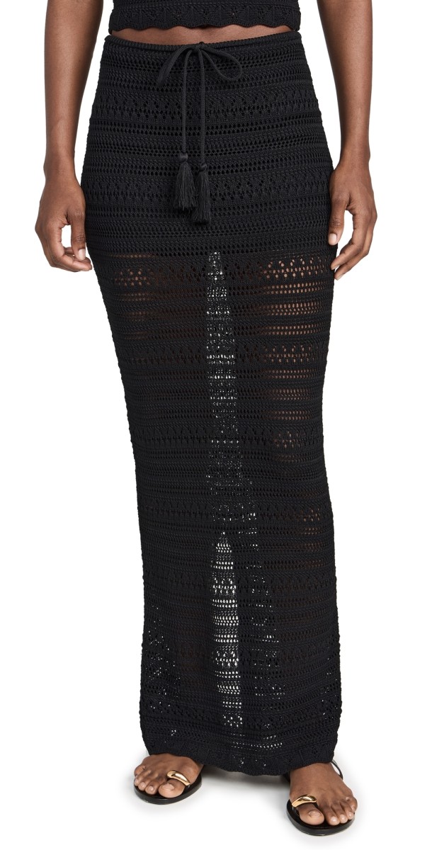 PQ Swim Crochet Long Skirt Black
