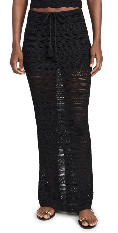 PQ Swim Crochet Long Skirt Black