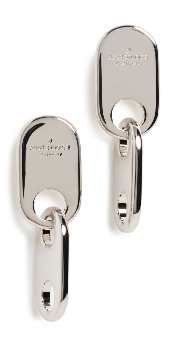 Acne Studios Chain Lock Earrings Silver