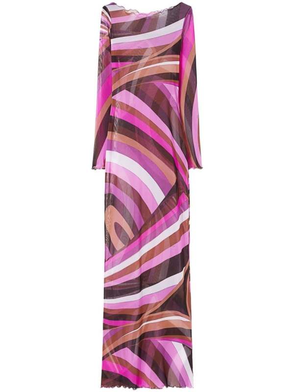 Iride-print tulle dress