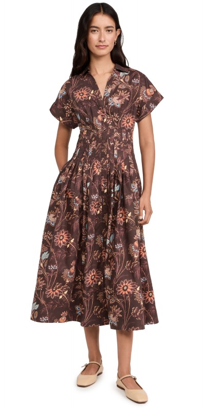 Cara Cara Nash Midi Dress Brown Vint Blossom