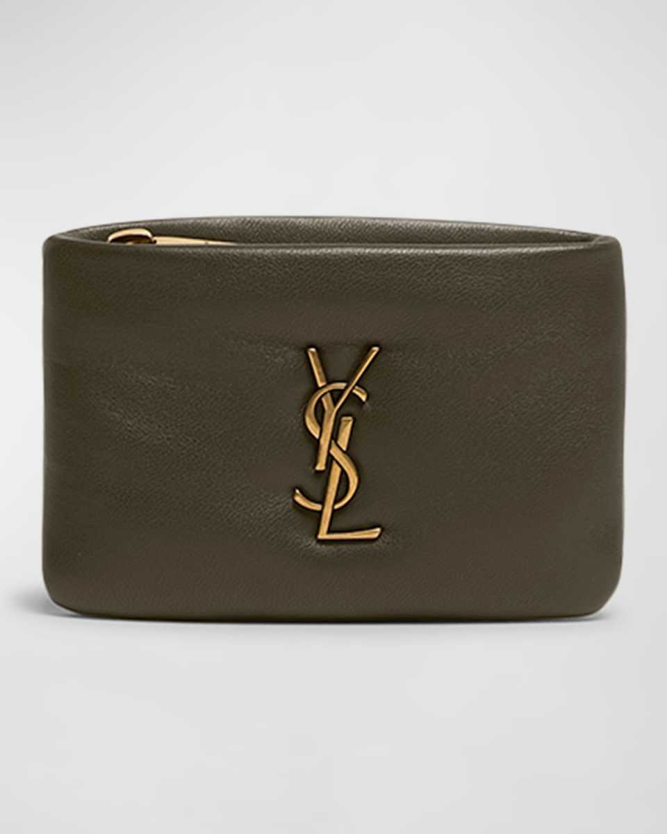 YSL Zip Card Holder in Plonge Leather