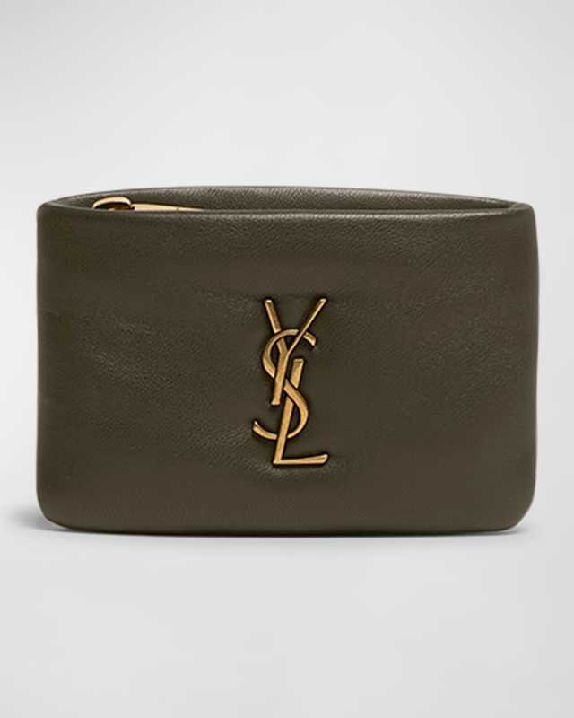 YSL Zip Card Holder in Plonge Leather