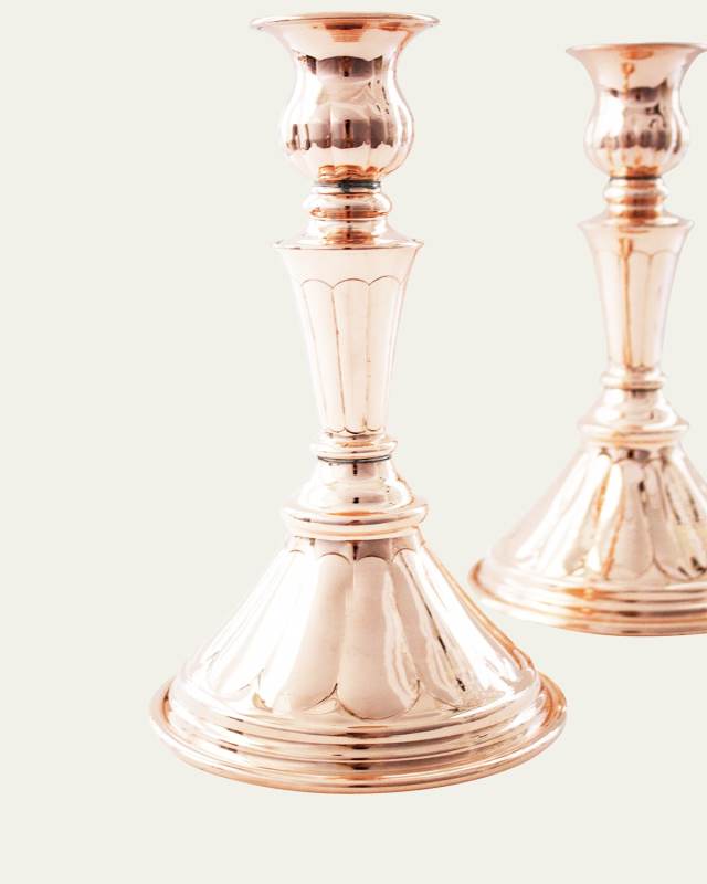 Vintage Inspired Copper Candlesticks Pair