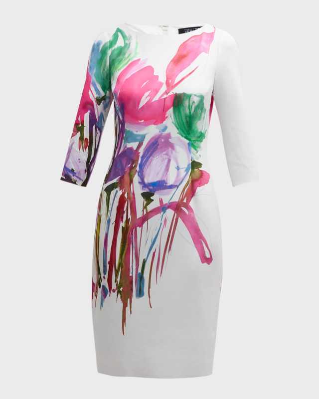 Floral-Print Bodycon Scuba Dress