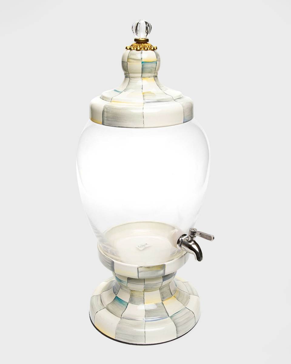 Sterling Check Enamel Beverage Hostess