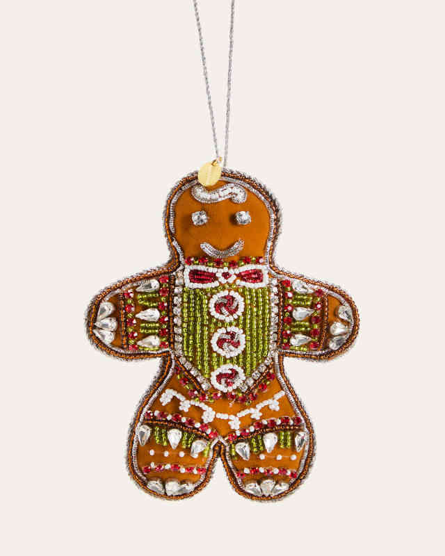 Velvet Gingerbread Man Christmas Ornament