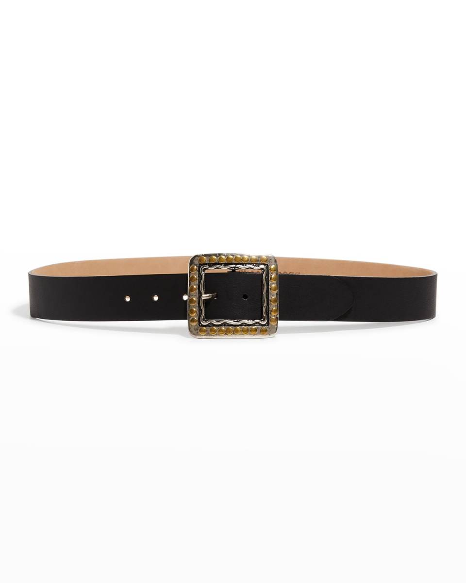 Antique Square Studded Leather Belt