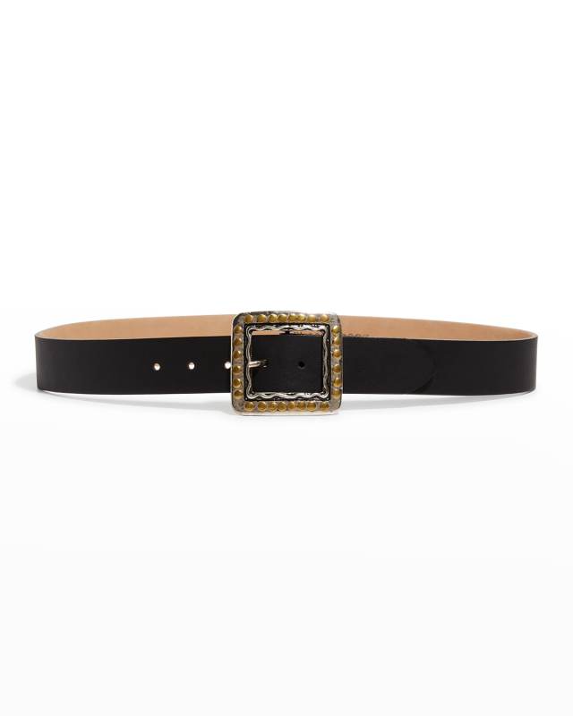 Antique Square Studded Leather Belt