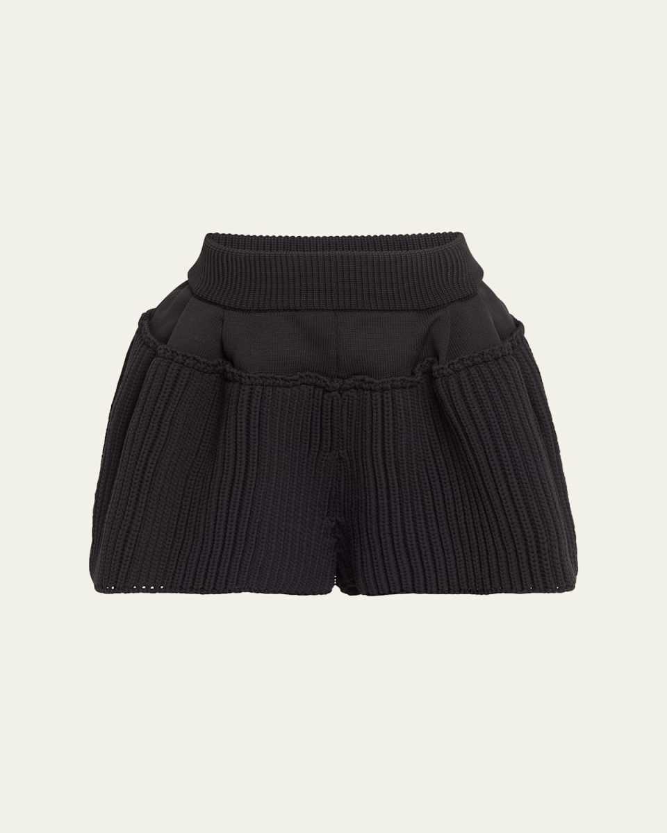 Flared Knit Shorts