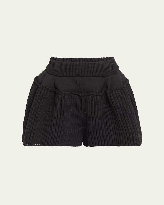 Flared Knit Shorts