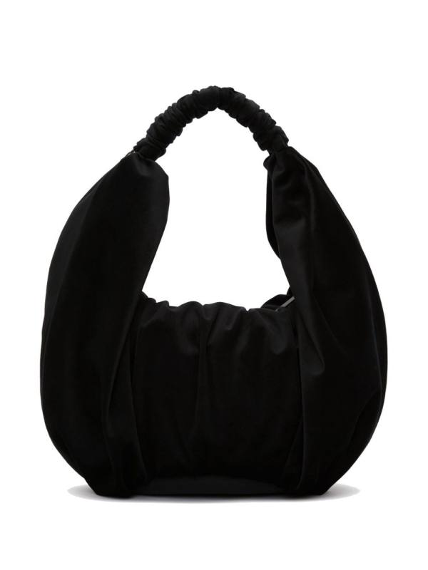 Ruffle Shopper velvet shoulder bag
