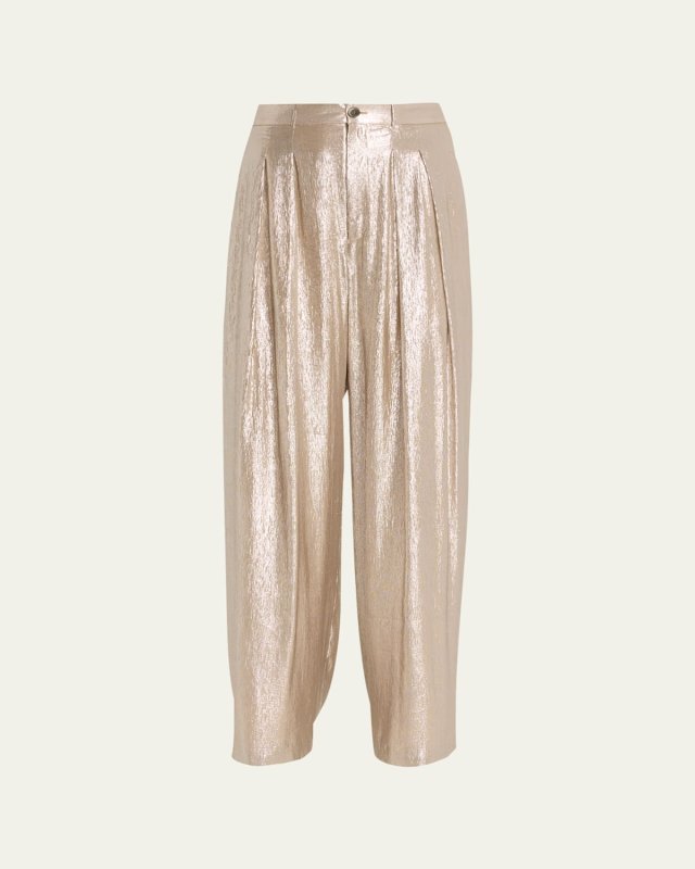 Metallic Pleated Pants