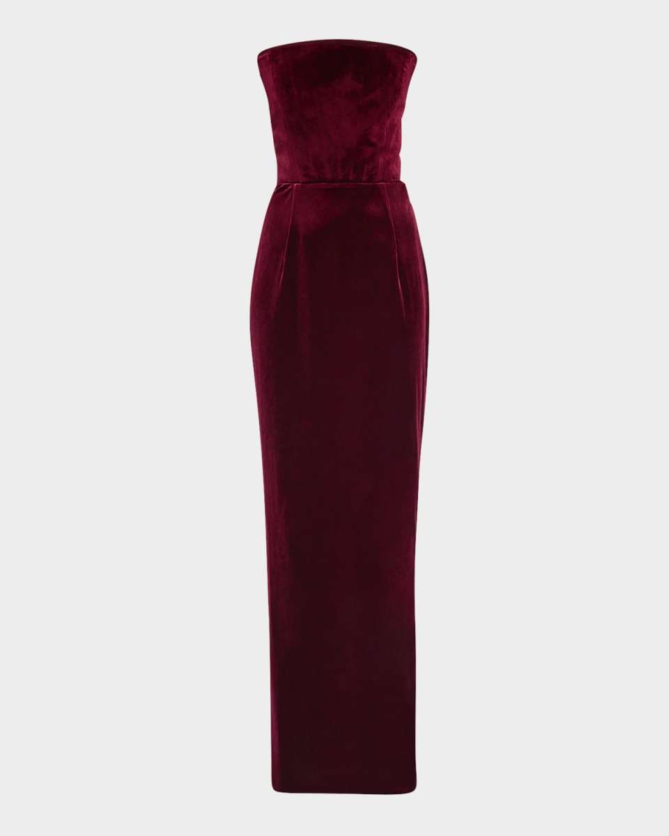 Florentina Strapless Velvet Gown with Gloves
