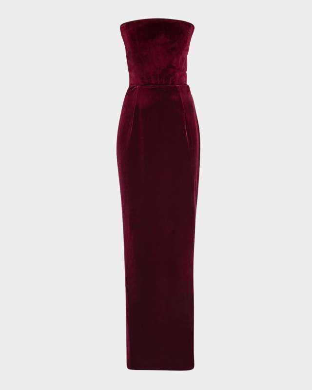 Florentina Strapless Velvet Gown with Gloves