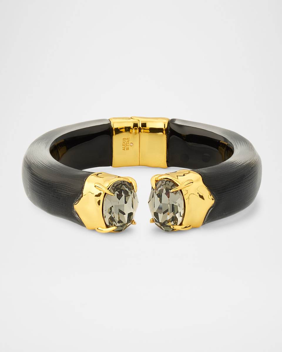 14K Gold-Filled Brass BonBon Crystal & Lucite Hinge Bracelet