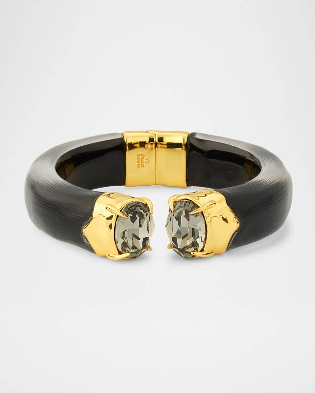 14K Gold-Filled Brass BonBon Crystal & Lucite Hinge Bracelet