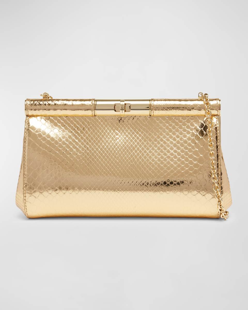 Marlene Medium Metallic Python Clutch Bag